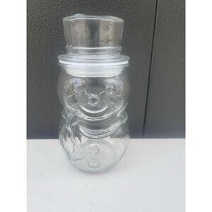 VINTAGE COLLECTOR'S FROSTY SNOWMAN APOTHECARY STORAGE CANDY NUT JAR